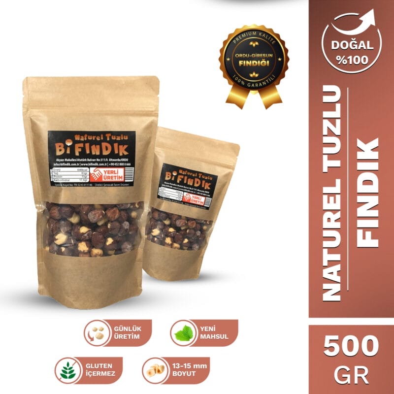 Kavrulmuş tuzlu iç fındık 500 gr