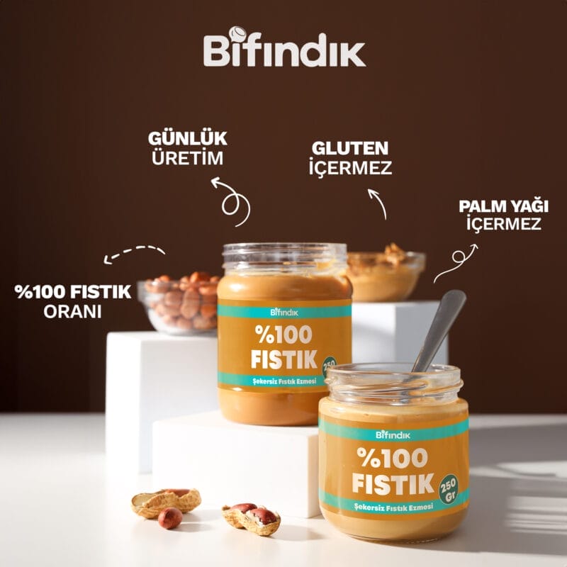 Şekersiz fıstık ezmesi 250 gr